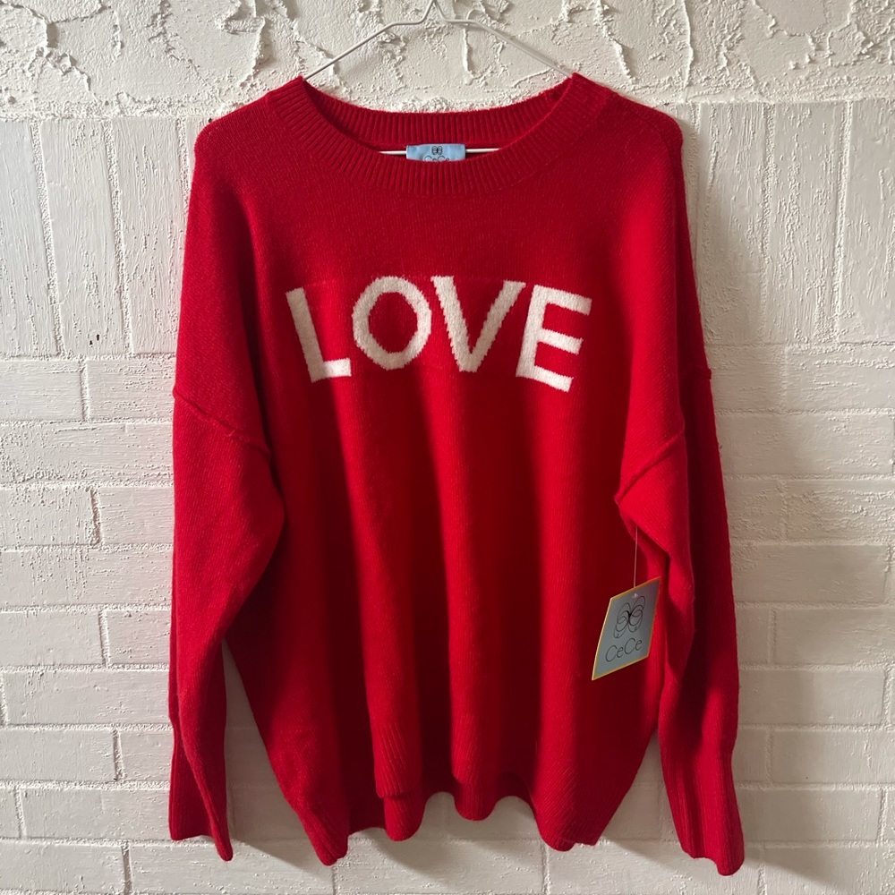 CeCe Red Love Sweater